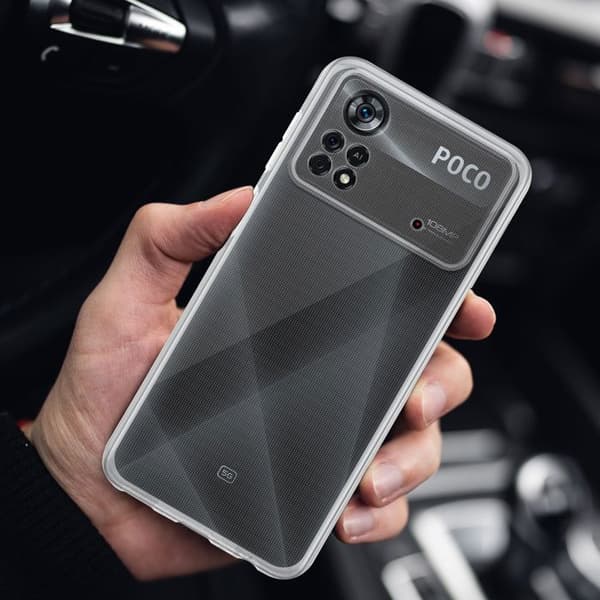 Transparent stötsäker silikonfodral för Xiaomi Poco X4 Pro Vit