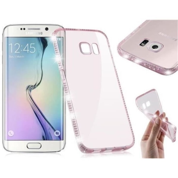 Samsung Galaxy S6 EDGE-fodral i HOT PINK DIAMOND by Cadorabo (Rhinestone Design) Ultratunt mjukt silikongel TPU-fodral med