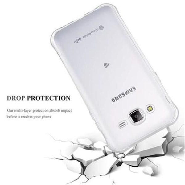 Cadorabo Fodral Samsung Galaxy J5 (5) 2015 < med sele Gel TPU Silikonskydd Fodral Skydd Ultra Slim Bumper TRANSPARENT Transparent