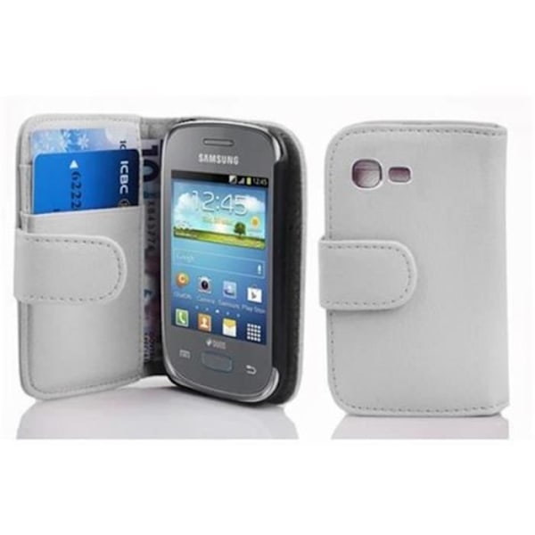 Coque - CADORABO - Galaxy POCKET NEO - Strukturerad Kunstläder - Magnetisk Stängning - Ficka för Kort Vit