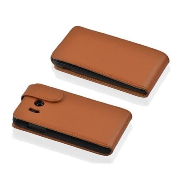 Cadorabo Coque Huawei ASCEND Y300 DESIGN FLIP-stil Fodral Fodral i konstläder Struktur HAZELNÖT BRUN