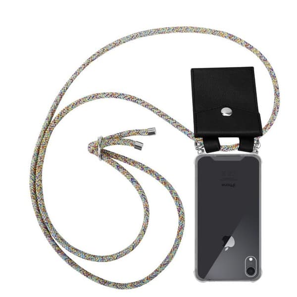 iPhone XR fodral med regnbåge och justerbar rem Gul