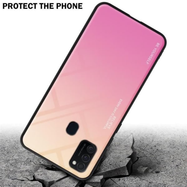 Coque - CADORABO - Samsung Galaxy M21 / M30s - Bicolore Gul/Rosa - TPU-skydd - Halkfri Gul, Rosa