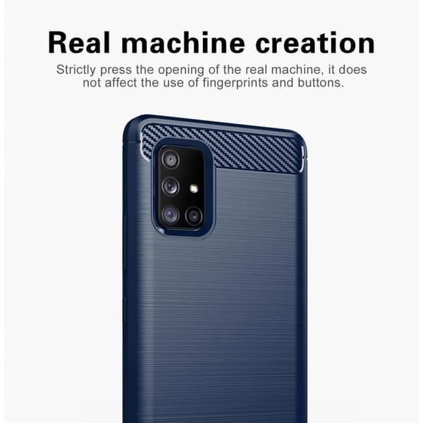 Skyddsfodral för Samsung Galaxy A71 4G BORSTAD BLÅ Kolfiberdesign Blå