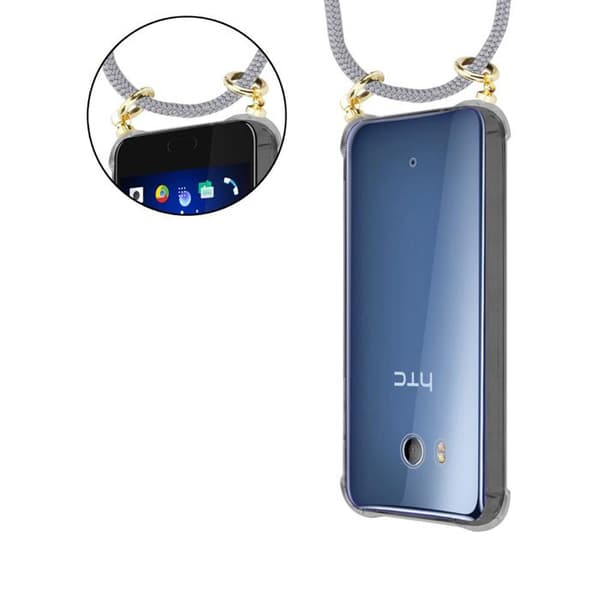 Fodral för HTC OCEAN / U11 med axelrem i GRÅSILVER med justerbar snodd Grå
