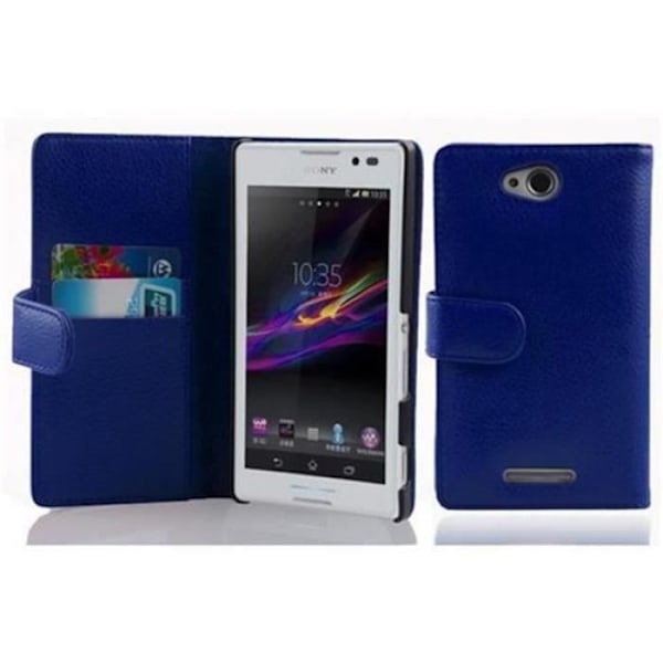 Fodral - CADORABO - Sony Xperia C - Strukturerat konstläder - 360° skydd - Magnetisk stängning Blå