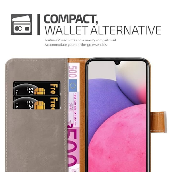 Cadorabo Fodral för Samsung Galaxy A33 5G i CAPPUCINO BRUNT Skyddsfodral Stativfunktion Marrone Cappuccino