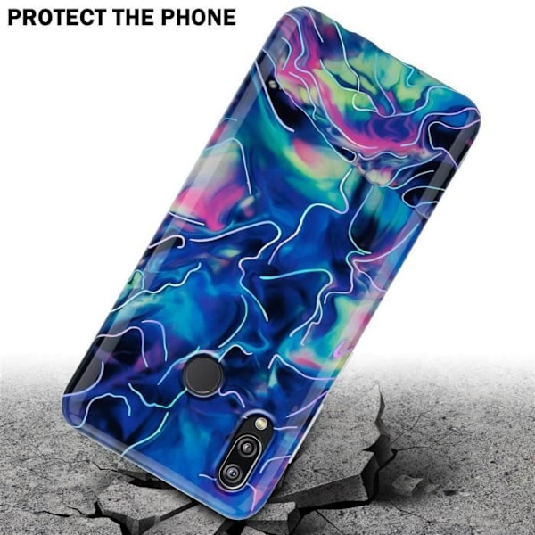 Coque - CADORABO - Huawei P20 LITE 2018 / NOVA 3E - Marmor Blå Rosa - Halvmatt - Överlägset skydd Blå, Rosa
