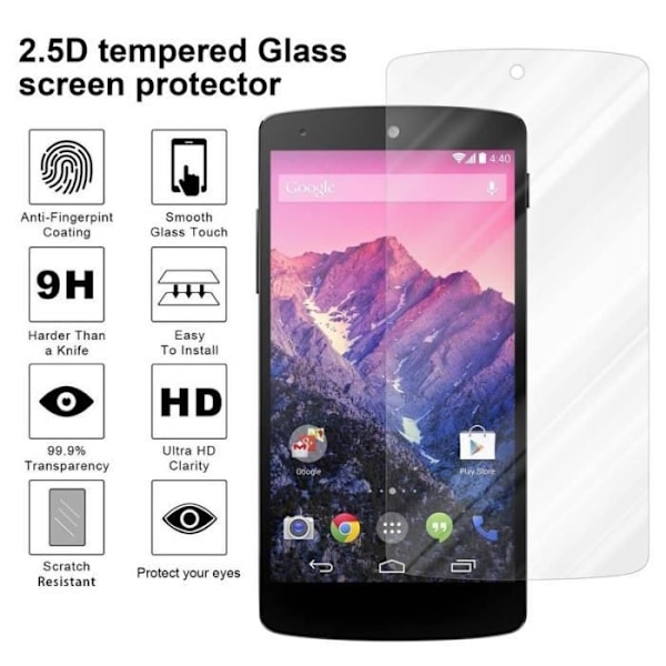 Cadorabo härdat glas LG NEXUS 5 skärmskyddsfilm härdat skydd för display TRANSPARENT Transparent