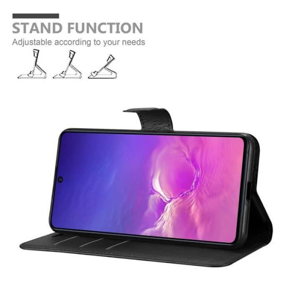 Fodral - CADORABO - Samsung Galaxy A91 - Läderimitation - Svart - Stativfunktion Svart