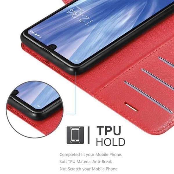 Etui för Sharp Aquos R3 - CADORABO - KIRSCHRÖD - Slitstark konstläder - Magnetisk stängning - Ställfunktion RÖDA KÖRSBÄR