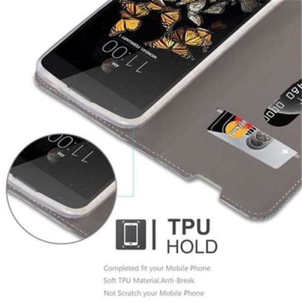 LG K8 2016 Fodral i LJUSGRÅ BRUNT från Cadorabo (TYG-LÄDERDESIGN) Helt skyddsfodral med Flip Flip och LJUSGRÅ BRUN