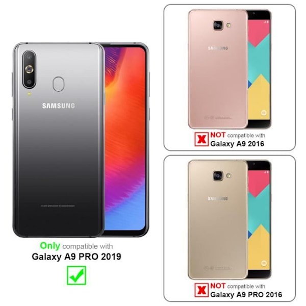 Cadorabo 3x helskärmsskyddsfilm för Samsung Galaxy A9 PRO 2019 i TRANSPARENT med SVART härdat härdat skärmglas