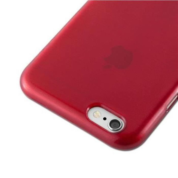 Apple iPhone 6 Fodral - iPhone 6S i KÖRSBÄRSRÖTT från Cadorabo (BORSTAD METALL DESIGN) Ultramjukt silikongel TPU-fodral