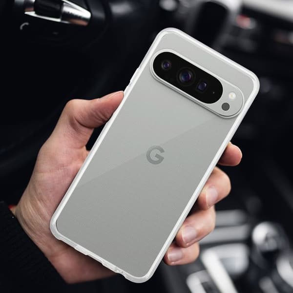 Transparent stötsäker silikonfodral för Google Pixel 9 PRO XL Vit