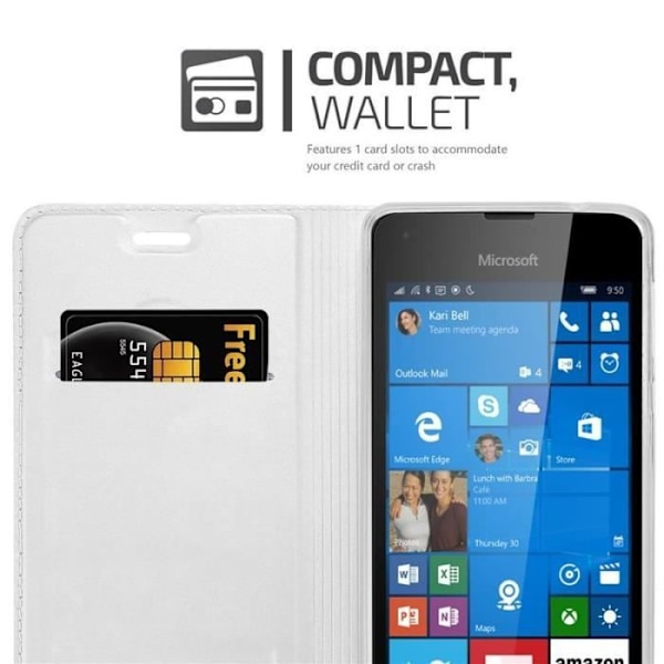 Fodral - CADORABO - Nokia Lumia 550 - Grå - Magnetskydd - Kortfack Grå