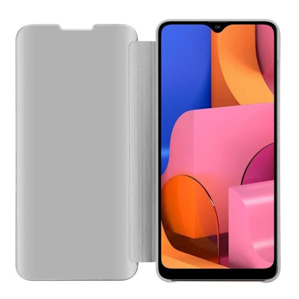 Cadorabo Fodral för Samsung Galaxy A20s i SILVER AGATE Clear View Spegelskyddsskydd 360 graders skydd Pengar