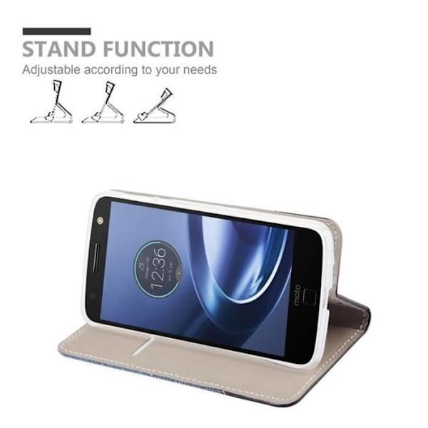 Lenovo (Motorola) MOTO Z FORCE Fodral i MÖRKBLÅ SVART från Cadorabo (TYG-LEATHERETTE Design) Fullt skyddsfodral med mörkblå svart