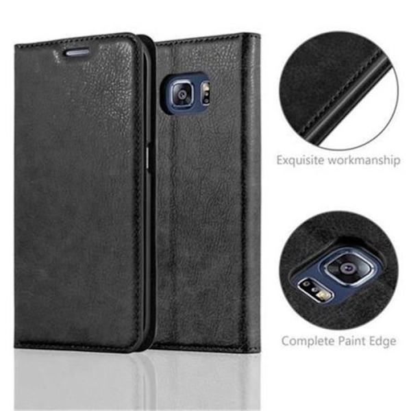 Samsung Galaxy S6 EDGE Fodral i NIGHT BLACK från Cadorabo (INVISIBLE MAGNETIC CLOSURE Design) Helt skyddsfodral med