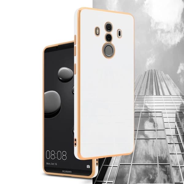 Fodral för Huawei MATE 10 PRO Glansig Vit - Guld med skydd för kamera Vit