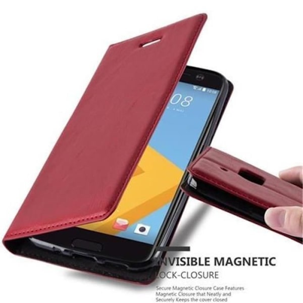 HTC 10 (4. Gen) fodral i APPLE RED från Cadorabo (INVISIBLE MAGNETIC CLOSURE Design) Helt skyddsfodral med flik