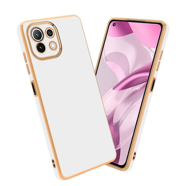 Fodral till Xiaomi Mi 11 LITE (4G / 5G) / 11 LITE NE Fodral i glansigt vit - guld Fodral Silikon TPU och skydd för Vit