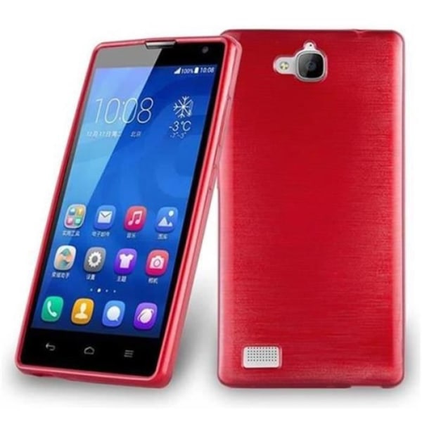 Honor 3C fodral i CHERRY RED av Cadorabo (BORSTAD METAL Design) Ultratunt mjukt silikongel TPU-överdrag med anti-halk