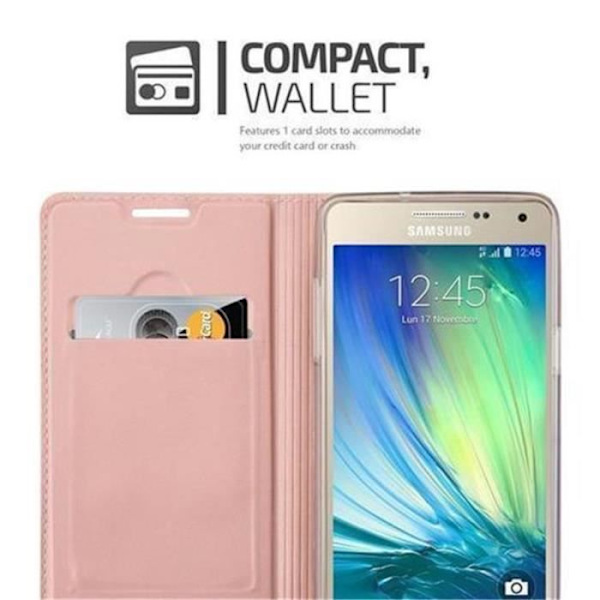 Samsung Galaxy A5 2015 (5) Fodral i CLASSY ROSE GOLD från Cadorabo (MATT METALLIC Design) Helt skyddsfodral med flipskydd
