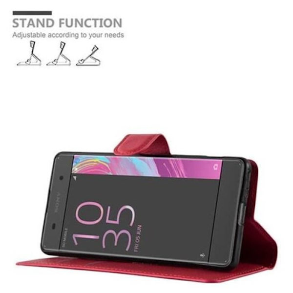 Sony Xperia XA-fodral i CHERRY RED från Cadorabo Helt skyddsfodral med flipskydd och praktiskt horisontellt stativ i