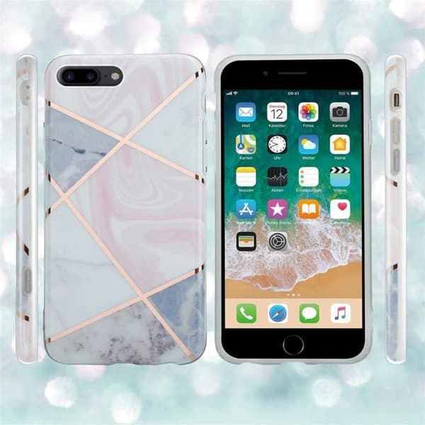 Skal för iPhone 7 PLUS / 7S PLUS / 8 PLUS i Marmor Guld Rosa Nr. 9 Skyddsetui Ros