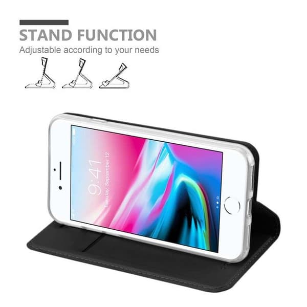 Flipfodral för iPhone 7 / 7S / 8 / SE 2020 Klassisk svart plånbok Stötsäker Svart