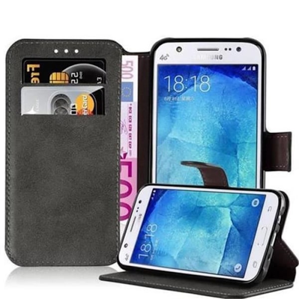 Retro plånboksetui i konstläder för Samsung Galaxy J5 (5) - Modell 2015 - Brun - Cadorabo
