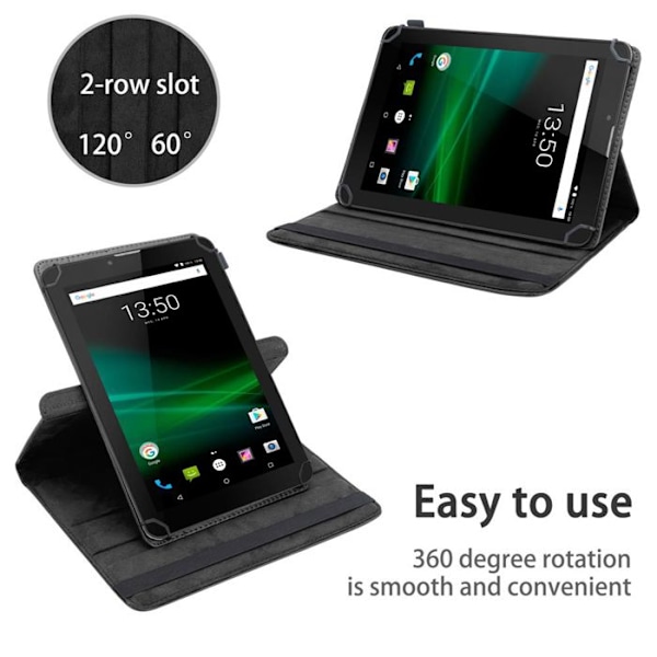 Coque för Trekstor Surftab Breeze (7.0 tum) Etui i SVART Hölster Case Cover Skydd 360 grader konstläder Plånbok Wallet Svart