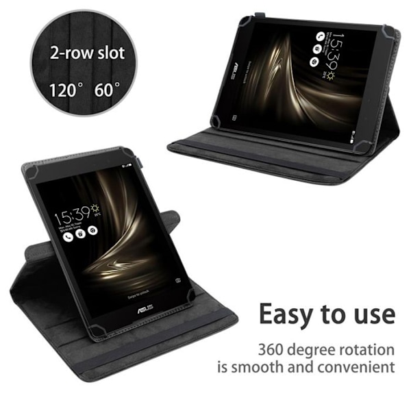 Fodral för Asus Zenpad 3 (8,0 tum) Etui i SVART Hölster Skydd 360 grader konstläder Plånbok Wallet Svart