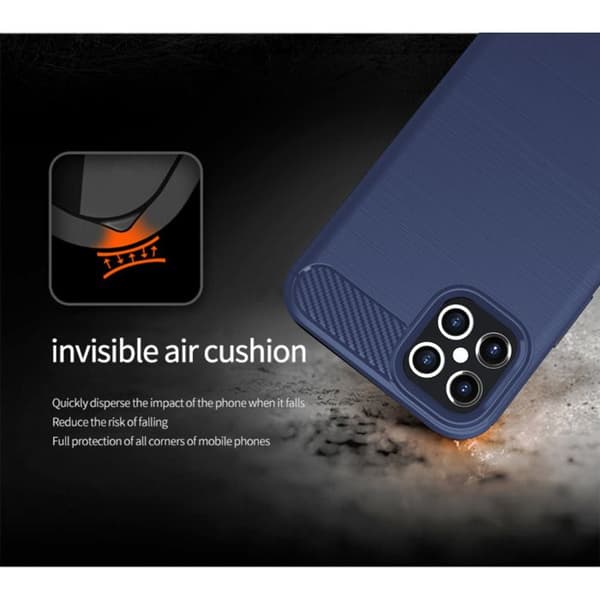 Skal för iPhone 12 PRO MAX BORSTAD BLÅ Kolfiberdesign Blå