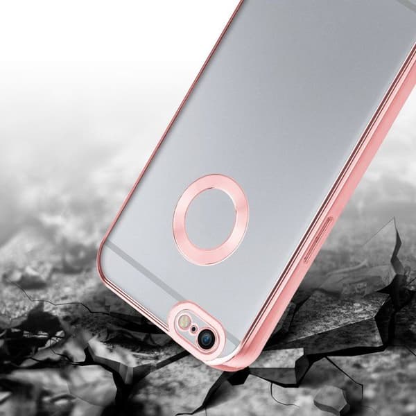 Transparent skal för iPhone 6 PLUS / 6S PLUS - Rosa Stötskydd Chrome Design Vit