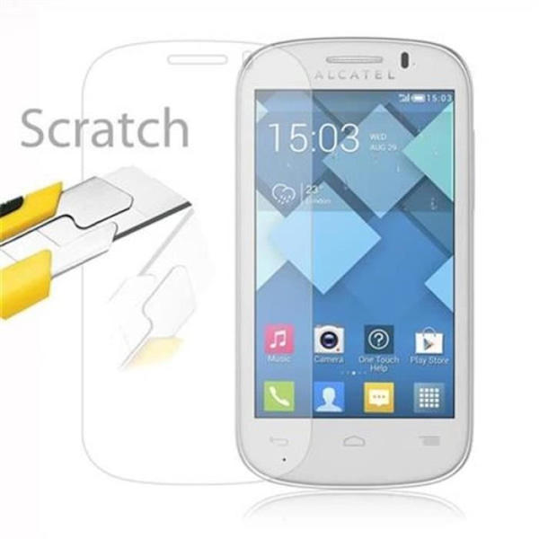 Cadorabo härdat glas Alcatel C3 skärmskyddsfilm härdat skydd för display HÖG TRANSPARENS