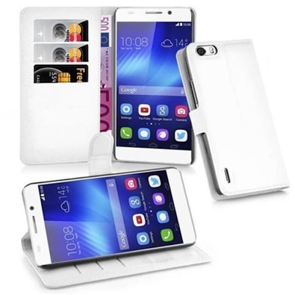 Skyddsetui - Cadorabo - Honor 6 PLUS - Syntetiskt läder - Magnetiskt lock - Horisontell ställning VIT ALABASTER