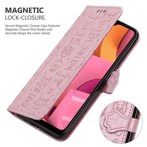 Fodral med lock för Samsung Galaxy A20s Etui i GLITTRANDE GULDROSA Skydd Plånbok Ros