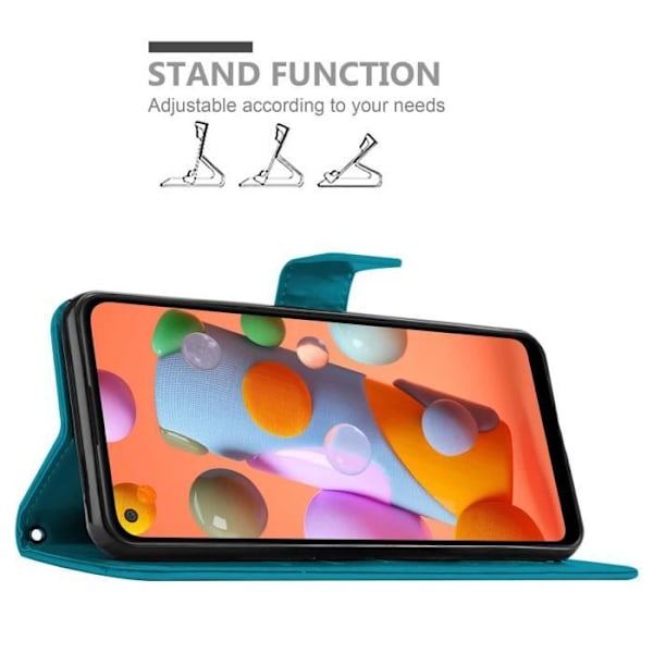 Fodral - CADORABO - Samsung Galaxy A11 / M11 - Läderimitation - Blommigt - Stativfunktion BLOMMA BLÅ