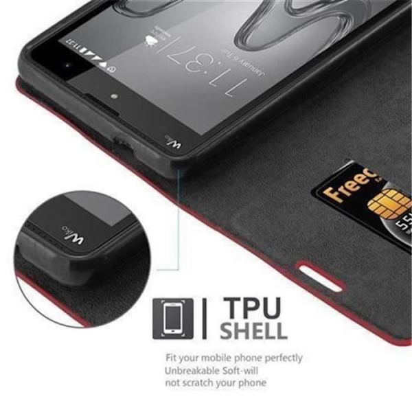 Wiko ROBBY Fodral i APPLE RED från Cadorabo (INVISIBLE MAGNETIC CLOSURE Design) Helt skyddsfodral med flip flik
