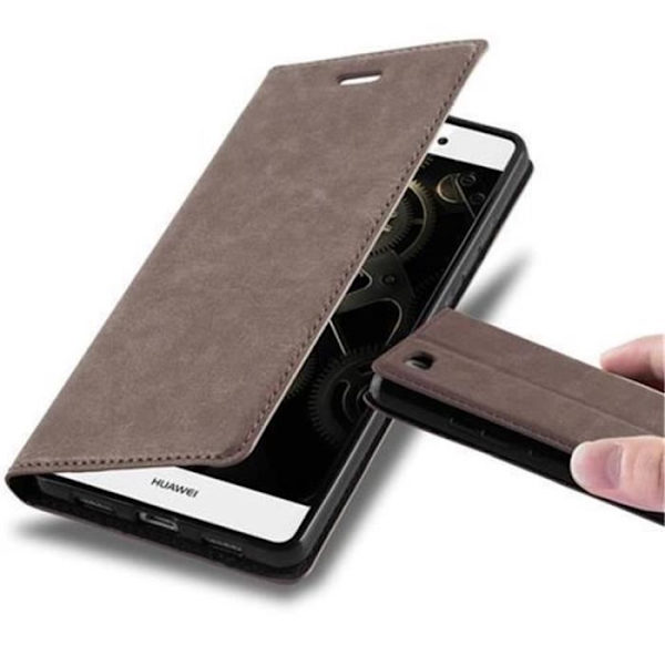Cadorabo Huawei P8 LITE Fodral KAFFEBRUNT Osynlig MAGNETISK STÄNGNING Fodral Fodral stöder stativ och kortplats