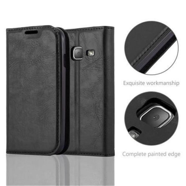 Samsung Galaxy J1 MINI 2016 (6) Fodral i NIGHT BLACK från Cadorabo (INVISIBLE MAGNETIC CLOSURE Design) Fodral med fullständigt skydd