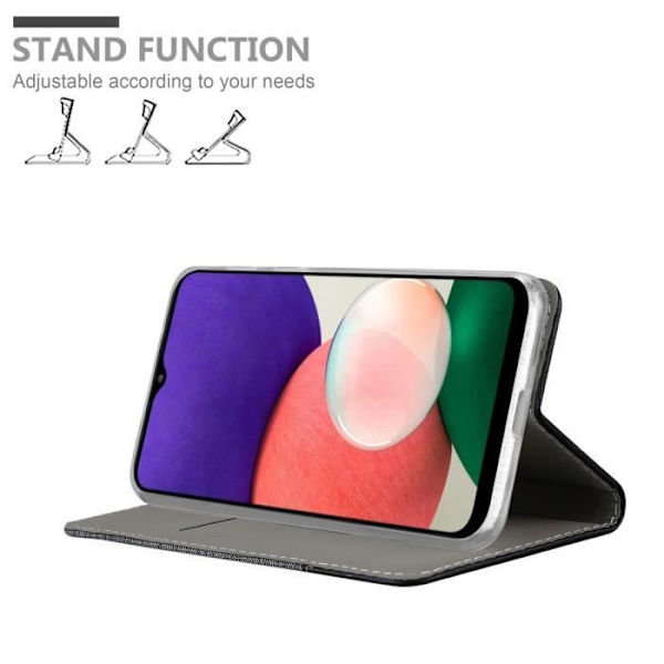 Fodral - CADORABO - Samsung Galaxy A22 5G - Gråsvart - Konstläder - Magnetisk stängning MÖRKGRÅ