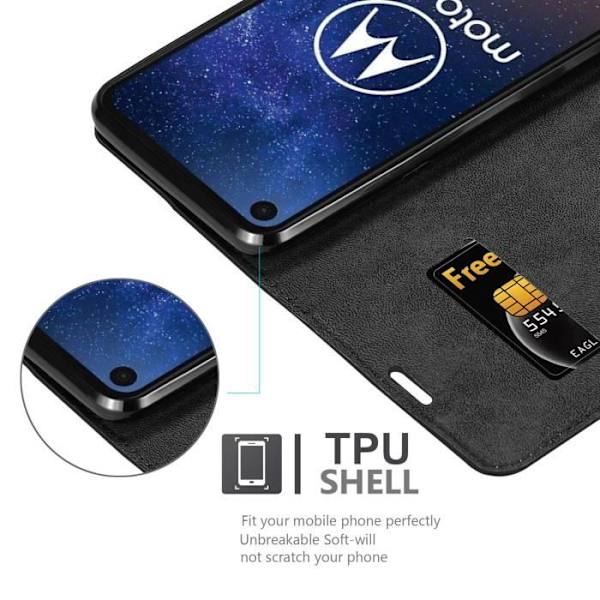Coque för Motorola ONE VISION - CADORABO - Svart Natt - Bookcase - Silikon TPU - Magnetstängning NATTSVART
