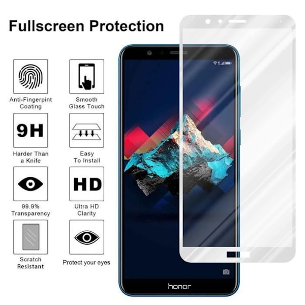Härdat glas för Honor 7X TRANSP, VIT skyddsfilm Honor 7X helskärm Honor 7X härdad display TRANSP, VIT