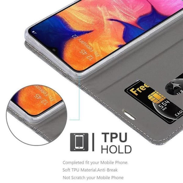 Coque - CADORABO - Samsung Galaxy A10 - Similicuir - Design Jeans - Magnetisk Stängning Grå