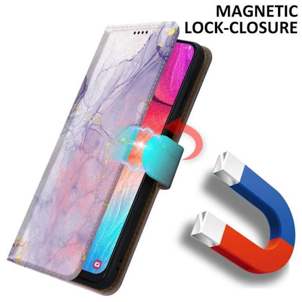 Fodral till Samsung Galaxy A50 4G / A50s / A30s Fodral i rosa lila marmor nr 5 fodral Skydd Magnetisk stängning Por Rosa lila