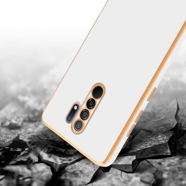 Fodral för Xiaomi RedMi 9 Glansig Vit - Guld med skydd för kamera Vit