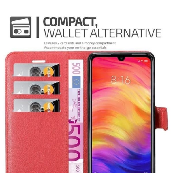 Cadorabo fodral till Xiaomi RedMi NOTE 7 - i rött - Bokställsfunktion